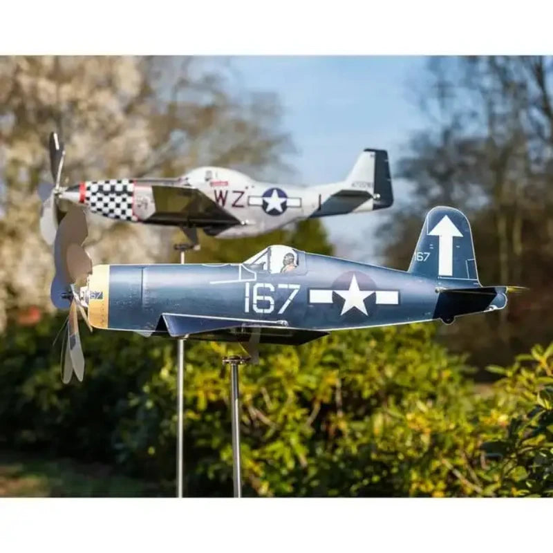 3D Plane Garden Weather Vane Pinwheel Anti-corrosion Plug-in Windmill Wind Spinner Metal Airplane Weatherproof Garden Decoration