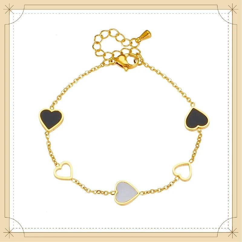 DIEYURO 316L Stainless Steel Heart Love Charm Bracelet for Women Girl New Trend Bangles Non-fading Jewelry Birthday Gift Party
