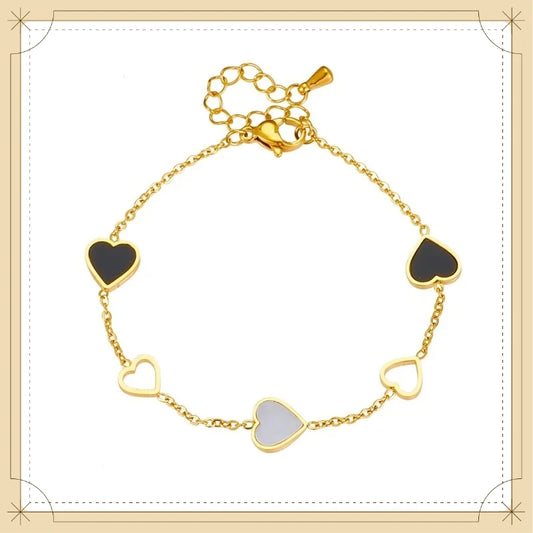 DIEYURO 316L Stainless Steel Heart Love Charm Bracelet for Women Girl New Trend Bangles Non-fading Jewelry Birthday Gift Party