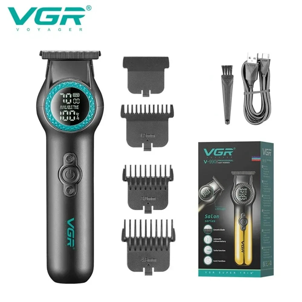 VGR Hair Trimmer Professional Trimmer 8000 RPM Hair Cutting Machine Electric Barber Clippers LED Cordless Clipper for Men V-990