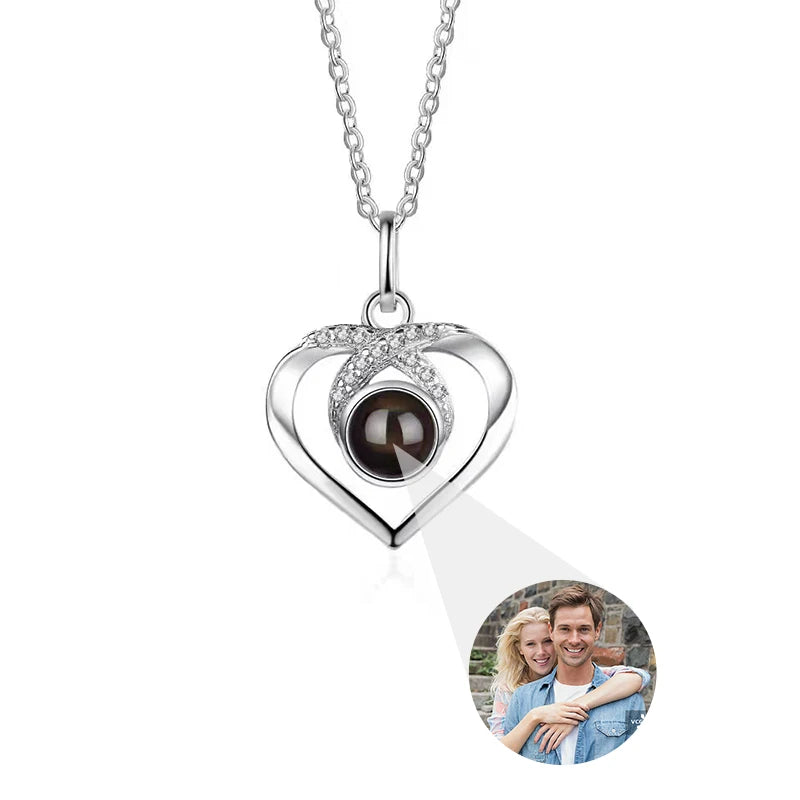 Custom Photo Necklace Projection Necklace with Picture I Love You 100 Languages Personalized Necklace Jewelry Gifts for Women