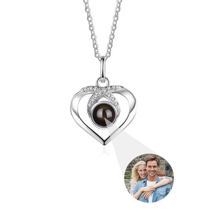 Custom Photo Necklace Projection Necklace with Picture I Love You 100 Languages Personalized Necklace Jewelry Gifts for Women