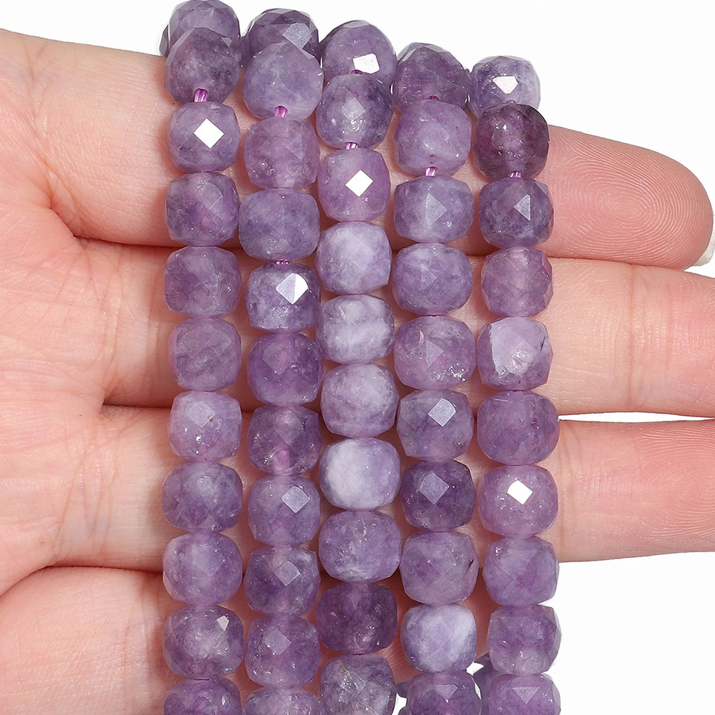 Natural Amethyst Beads 7-8mm Faceted Square Cube Geometric Shape Loose Beads for Jewelry Making Diy Accessories