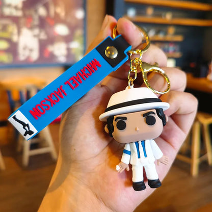 Michael Jackson Figure Keychain Classic Music Idol Pendant Mini Doll Keyring Fans Collectible Key Chain Gift
