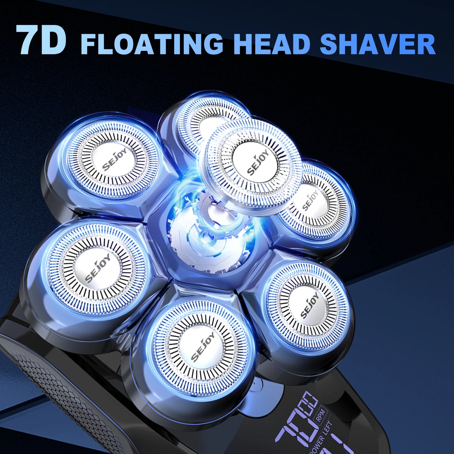 Sejoy 6-in-1 7D Head Shavers for Bald Men Electric Razor with Nose Hair Trimmer Waterproof Multifunctional Men Grooming Kit