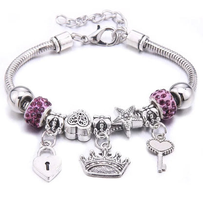 2025 New Charm Bracelet & Bangles Jewelry white butterfly Crown Beads Bracelets Brands Bracelets Fit Women Girl Gift