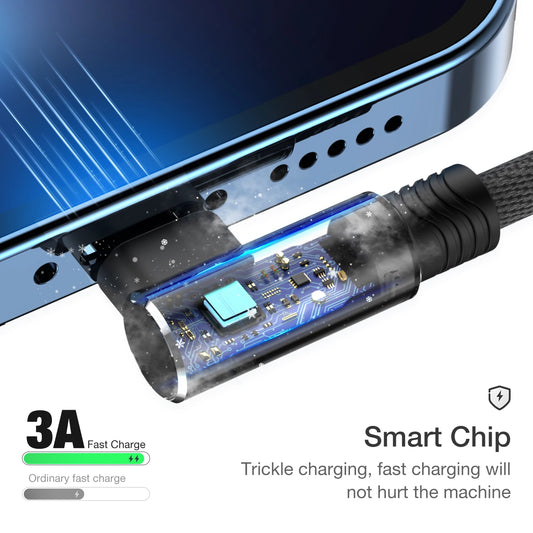 2m 3m 90 Degree Fast Charge USB Cable For iPhone 14 13 12 11 Pro Max XS XR 8 7 6 Plus SE iPad Apple Wire Data Charger Cord 2 3 m