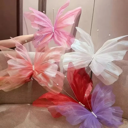 50cm Simulation Butterfly 3D Outdoor Shopping Mall Wedding Festival Decoration Hollow Large Hanging Gauze Big Fake Butterfly