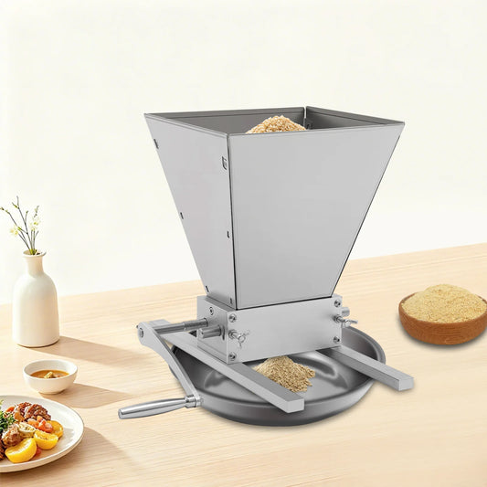 4L Grain Mill Grinder,Stainless Steel Manual Malt Crusher Hand Crank/Electric Drill Grain Grinder Milling Barley Wheat Home Brew