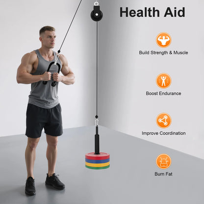 Cable Weight Pulley System for Home Gym Pulley System Gym with Safety Ropes Unisex-Adult Fitness Strength Training Equipment