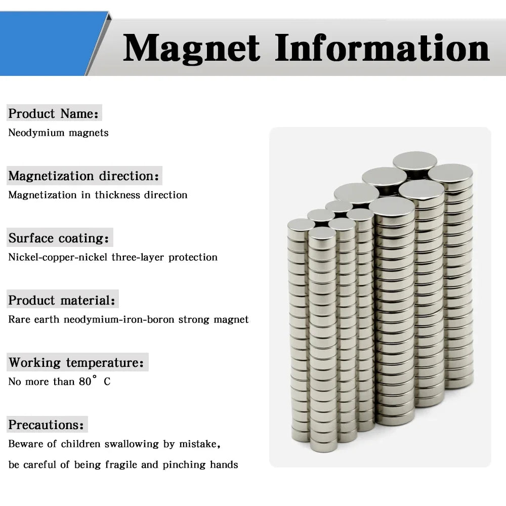 Super Powerful Round Magnet Neodymium Magnet NdfeB N35 Strong Permanent Magnetic imanes Refrigerator Magnet 5x2 6x3 10x2 10x3mm