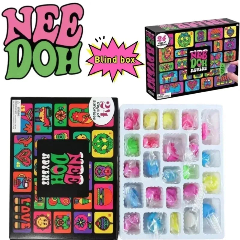 Surprise Squishy Blind Box, Needoh Nice Cube Fidget Squish Squeeze Toy, Christmas Countdown Calendar 2027 Halloween Xmas Gift ,.
