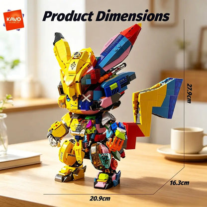KAVOWORLD 1505PCS DIY Mecha Mouse Building Block Set Semi-Transparent Anime Disassembly Glow Light Up Bricks Mechanical Animal Figurine Display Model for Building Fans Construction Kit for Desk Shelf Decor Christmas Birthday