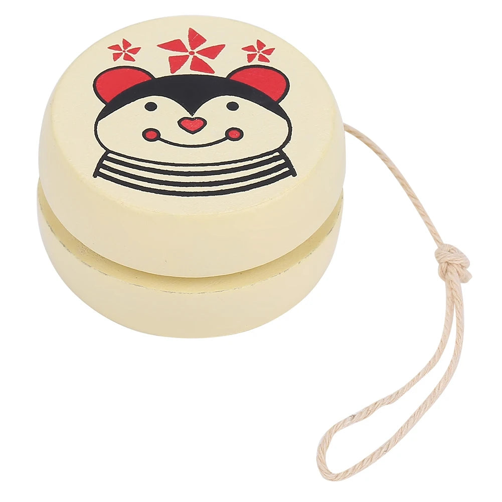 Cute Cartoon Pattern Wooden Yoyo Ball Toy Early Education Teaching Toy Cartoon Ball Toy for Kid Child