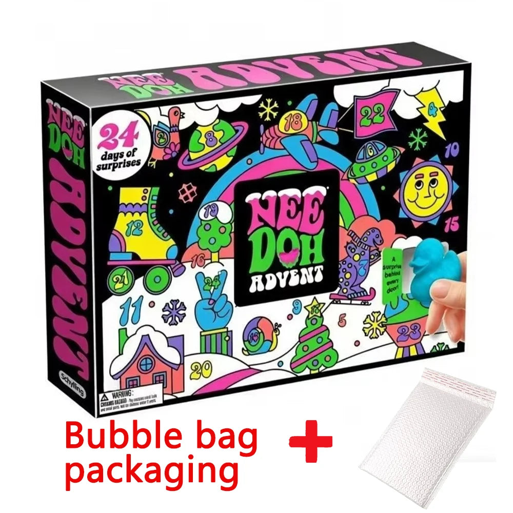 2026 NEW NeeDoh Christmas 24 Days Surprise Squishy Fidget Toy Advent Calendar Countdown Blind Box Countdown Calendar Fingertip