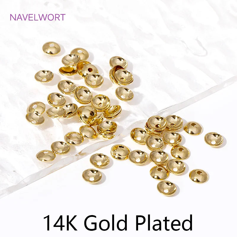 50/100pcs 3-4mm 14K Gold Plated Brass Round Bead Caps Spacer Beads For Jewelry Making DIY Bracelet Necklace Making Accessories