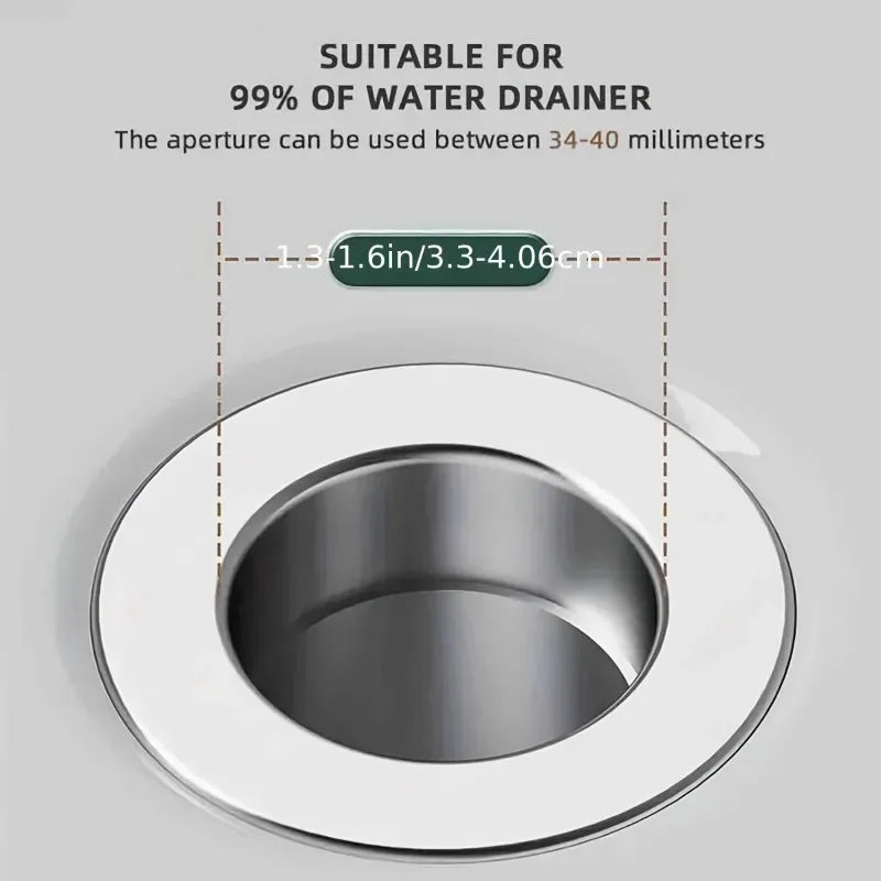 Bathroom Sink Drain Stopper, Pop Up Drain Filter with Removable Filter Basket Hair Catcher