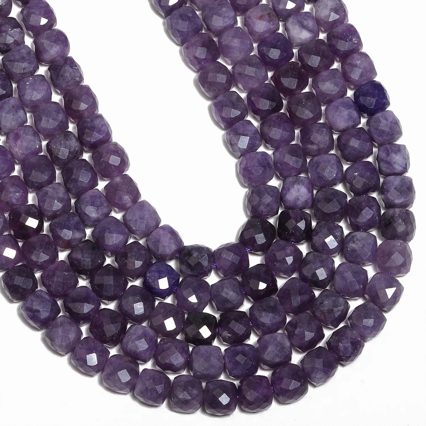Natural Amethyst Beads 7-8mm Faceted Square Cube Geometric Shape Loose Beads for Jewelry Making Diy Accessories