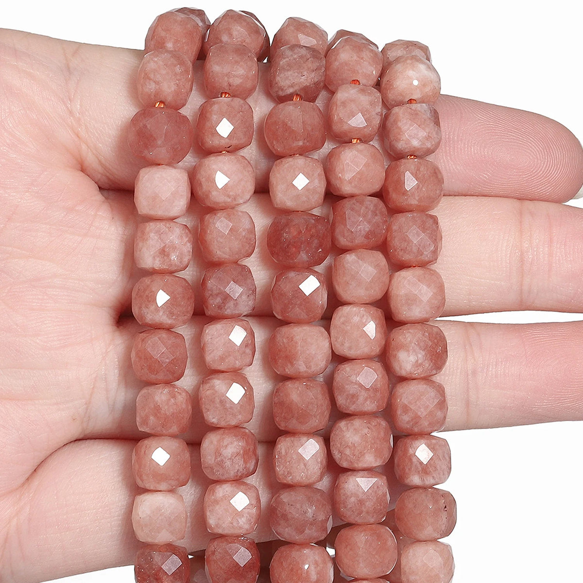 Natural Amethyst Beads 7-8mm Faceted Square Cube Geometric Shape Loose Beads for Jewelry Making Diy Accessories