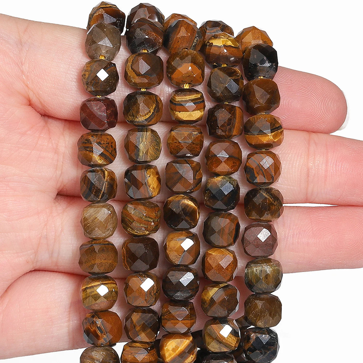 Natural Amethyst Beads 7-8mm Faceted Square Cube Geometric Shape Loose Beads for Jewelry Making Diy Accessories