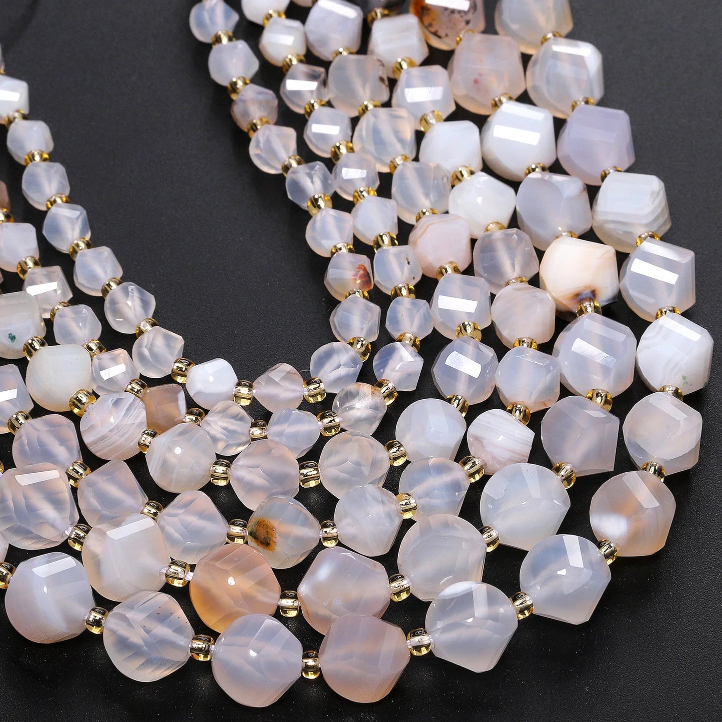 Natural Coffee Stripe Agate Stone Beads 6-10mm Faceted Twist Shape Beads Loose Spacer Beads for Jewelry Making Diy Accessories