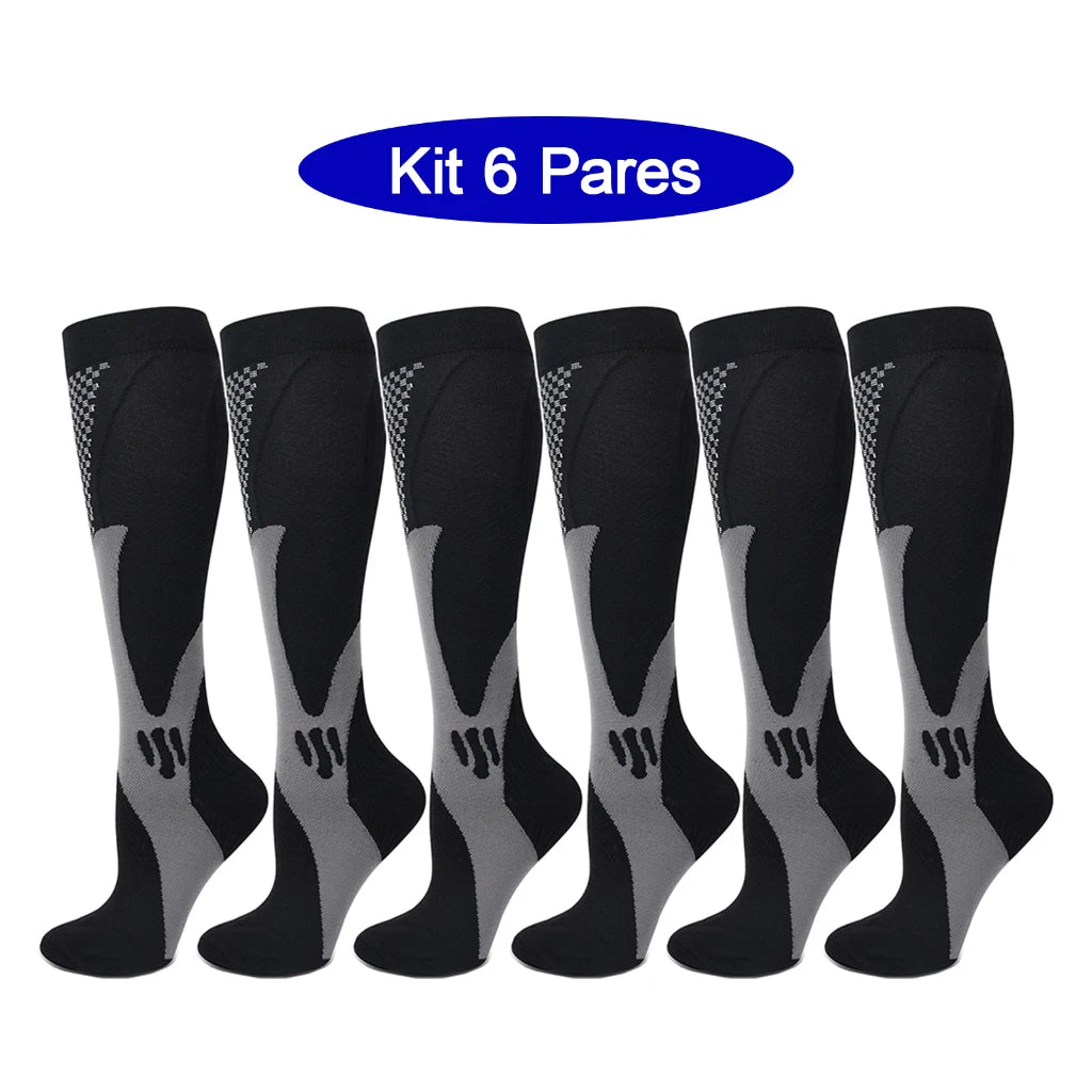 6Pairs Compression Socks 20-30mmHg High Stockings Men & Women Sports Marathon Cycling Football Varicose Veins EU35-45