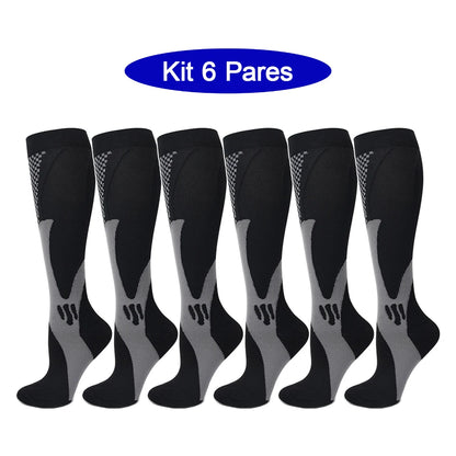 6Pairs Compression Socks 20-30mmHg High Stockings Men & Women Sports Marathon Cycling Football Varicose Veins EU35-45
