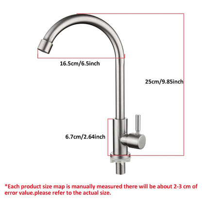 Single cold stainless steel kitchen faucet, sink, vegetable washbasin, rotating faucet