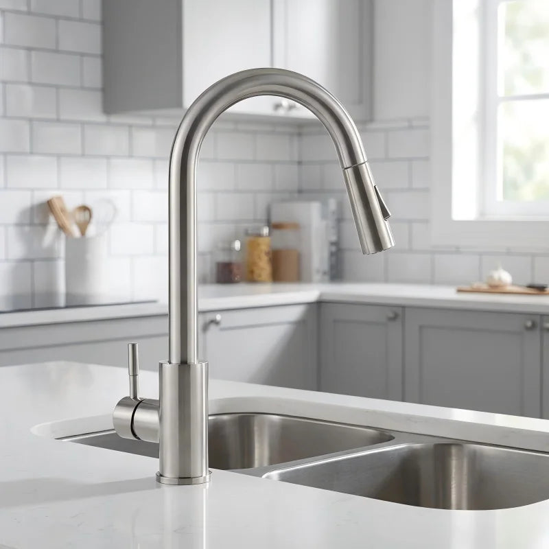Matte Black Pull Out Kitchen Faucet Single Handle Two Spray Function Mixer Tap Hot Cold Water Deck Mounted Kitchen Water Tap