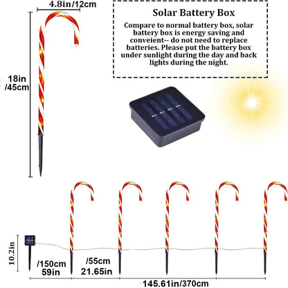 8PCS/Set Solar Cane Light Outdoor Waterproof 8 Function Candy Ground Light Garden Landscape Christmas Decoration Lawn Light