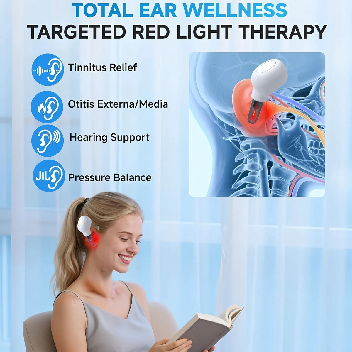 Tinnitus Ear Laser Therapy LLLT Irradiation Laser Physical Earplug Otitis Media Deafness Nose Rhinitis Sinusitis Treatment
