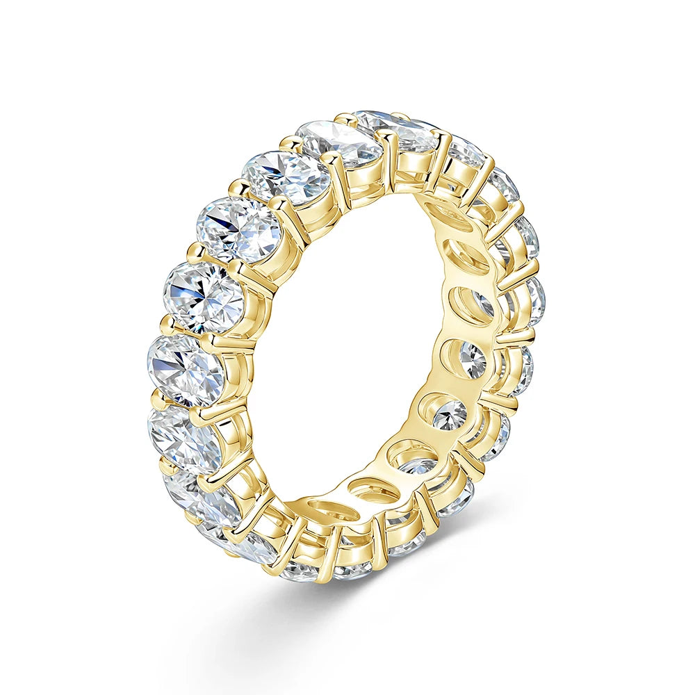 OXTAO 4x6mm Oval Cut Full Moissanite Eternity Rings Anniversary Gifts for Women Men 14K Gold Filled Jewelry Elegant Stackable Wedding Ring with Certified