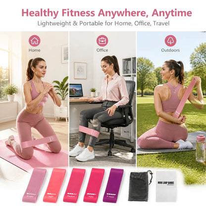 TPE Resistance Bands Set 5 Levels Non-Slip Exercise Booty Bands for Hip Legs Glutes Workout Yoga Fitness