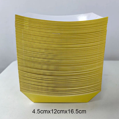 6/12/24 Solid Color Paper Food Trays Disposable Food Boat Black White Blue Yellow Popcorn Box Baby Showe Birthday Party Supplies