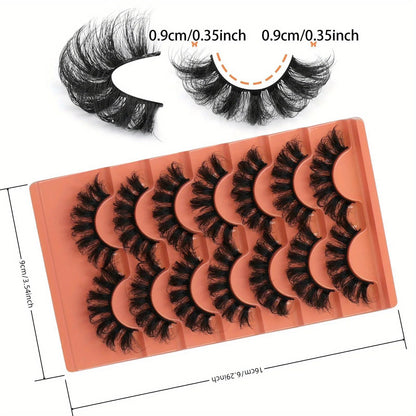 21Pairs/3Pack False Lashes Fluffy False Eyelashes Full Wispy Lashes 8D Volume Curly Fake Eyelashes