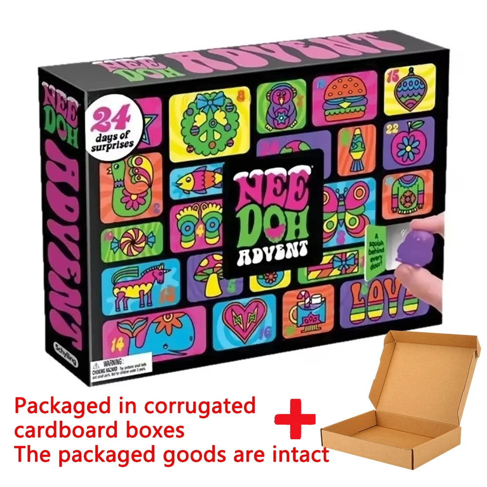 2026 NEW NeeDoh Christmas 24 Days Surprise Squishy Fidget Toy Advent Calendar Countdown Blind Box Countdown Calendar Fingertip