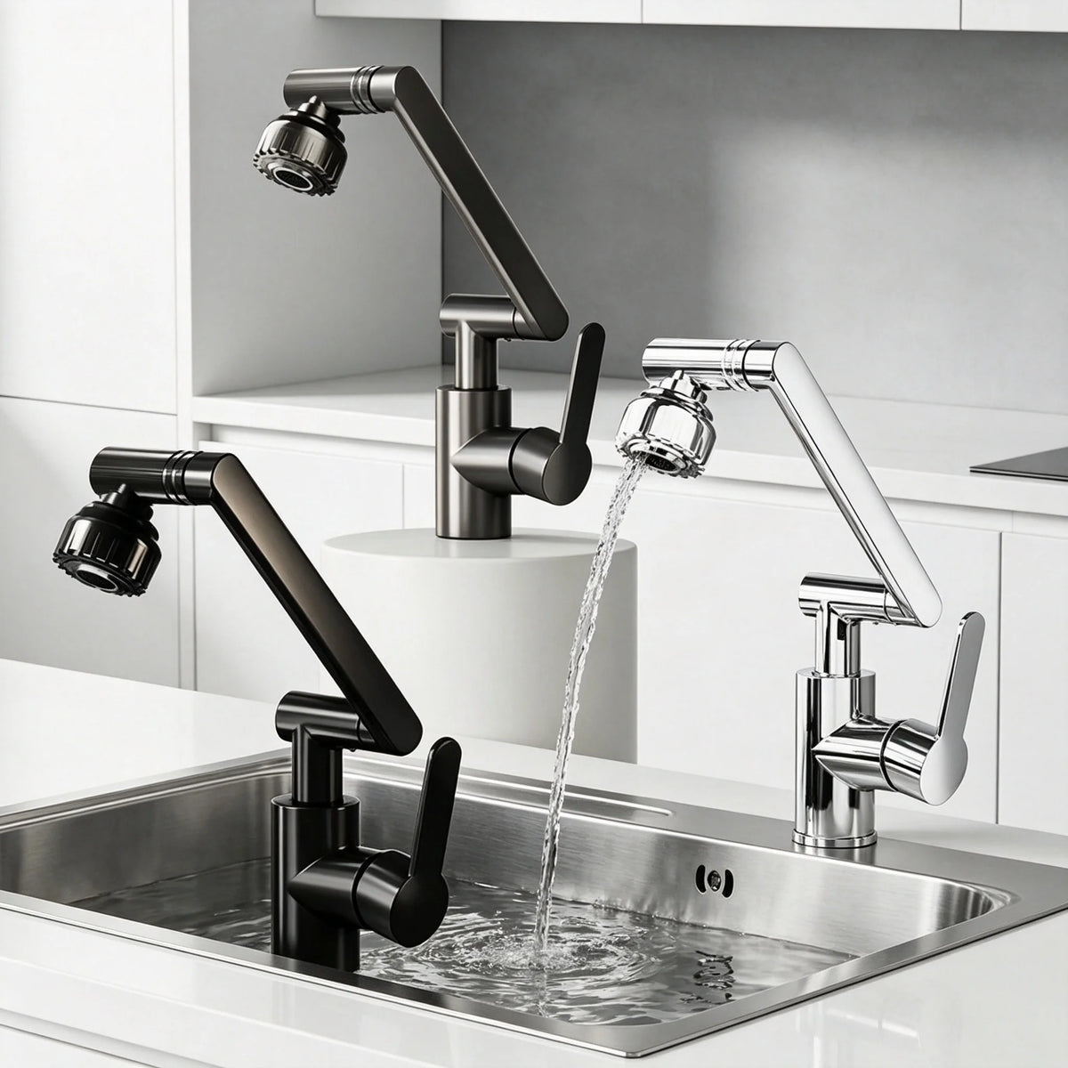 Dual Mode Universal Rotating Faucet Robotic Arm Wash Basin Kitchen Bathroom Hot and Cold Household Basin Wash Basin Sink