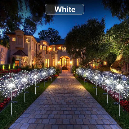 1/2/4PCS Solar Firework Light Waterproof Outdoor 8 Lighting Modes 90-200LED Fairy String Light Christmas 3 Colors Garden Lights