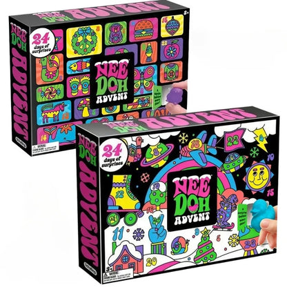 2026 NeeDoh Advent Calendar 3D PVC FidgetChristmas Countdown Calendar Surprise Box Stress Relief Toy New Year Holiday Adult Toys