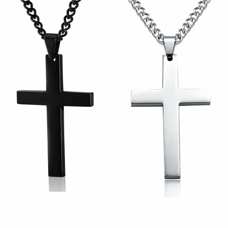 Classic Stainless Steel Cross Pendant Necklace for Women Men Link Chain Charm Necklace Cool Boys Girls Punk Hip Hop Jewelry Gift