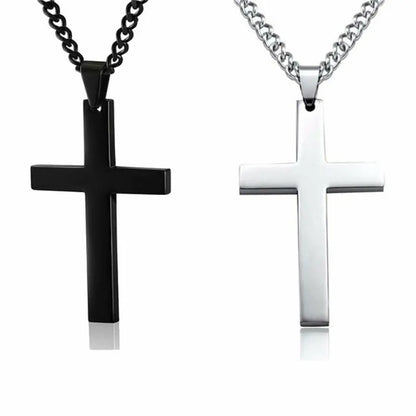 Classic Stainless Steel Cross Pendant Necklace for Women Men Link Chain Charm Necklace Cool Boys Girls Punk Hip Hop Jewelry Gift