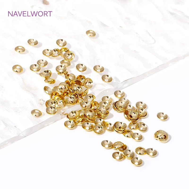 50/100pcs 3-4mm 14K Gold Plated Brass Round Bead Caps Spacer Beads For Jewelry Making DIY Bracelet Necklace Making Accessories