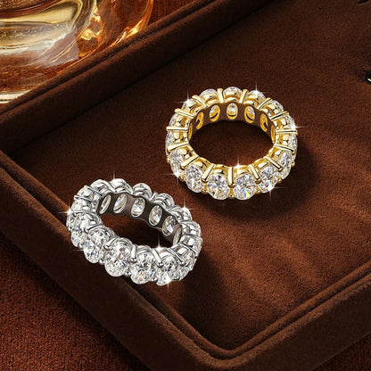 OXTAO 4x6mm Oval Cut Full Moissanite Eternity Rings Anniversary Gifts for Women Men 14K Gold Filled Jewelry Elegant Stackable Wedding Ring with Certified
