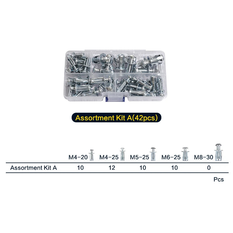 32-90PCS Jack Nuts Petal Nuts, Expansion Screw Petal Nut, Thins Fixings Dowels with Screws for Tin, Billboard, Cardboard.