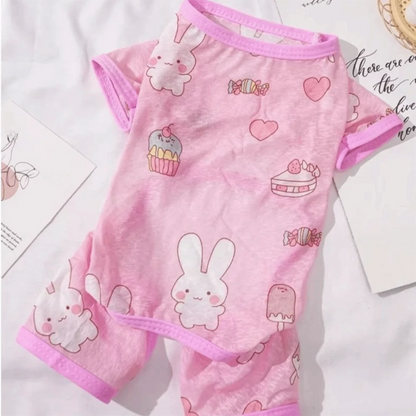 Cartoon Print Cat Cooling Jumpsuit Ultra-thin Breathable Mesh Dog Sunscreen Clothes Sun Protection Summer Cat Clothes