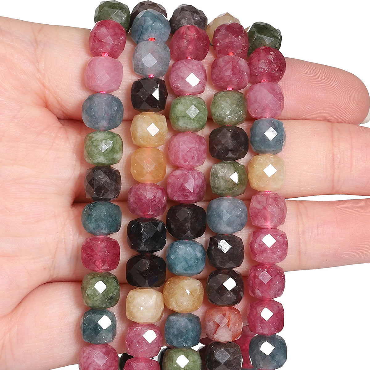 Natural Amethyst Beads 7-8mm Faceted Square Cube Geometric Shape Loose Beads for Jewelry Making Diy Accessories