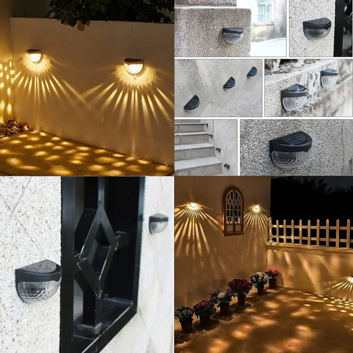 LED Solar Fence Lights Outdoor Waterproof Wall Lights Corrugated Lights for Fence Terrace Garden Path Decorative Lights