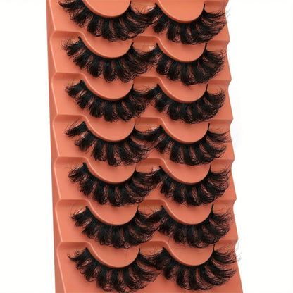 21Pairs/3Pack False Lashes Fluffy False Eyelashes Full Wispy Lashes 8D Volume Curly Fake Eyelashes