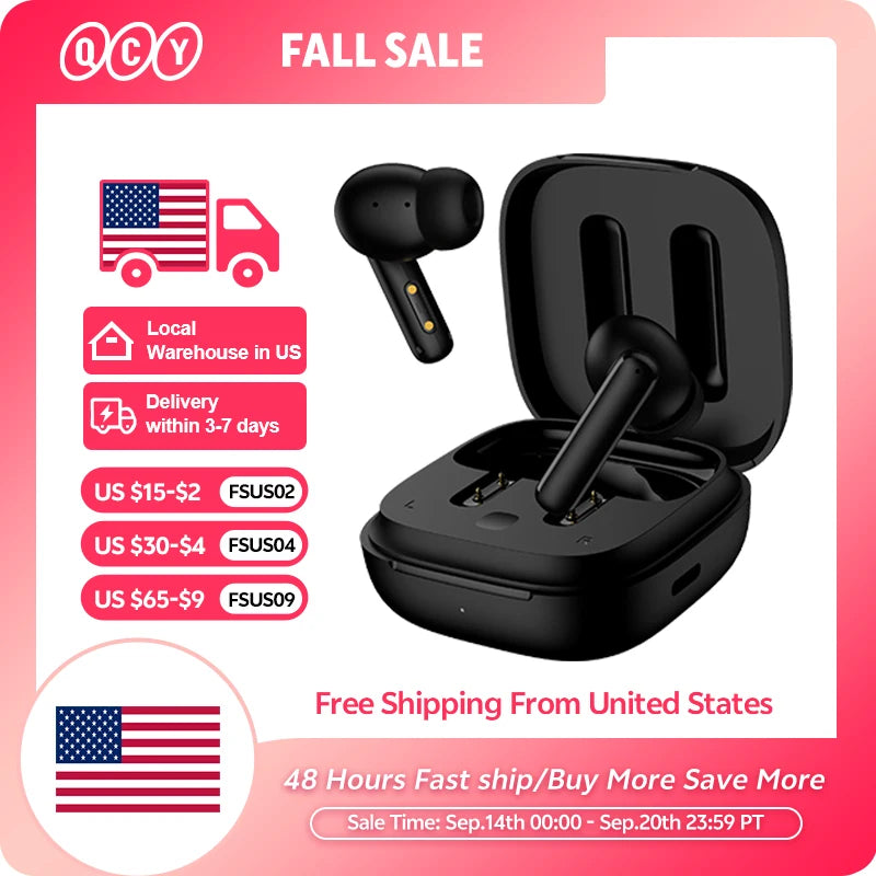 QCY T13 ANC Wireless Earphones Bluetooth 5.3 TWS ANC Noise Cancellation Headphone 4 Mics ENC Headset In-Ear Handfree Earbuds