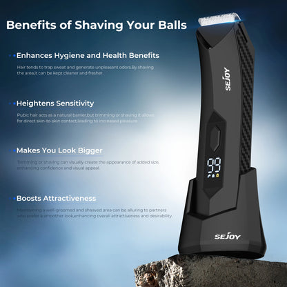Sejoy Shaver for Men Ball Trimmer for Groin Pubic Grooming Body Hair Trimmer Replaceable Ceramic Blade Heads Electric Razor